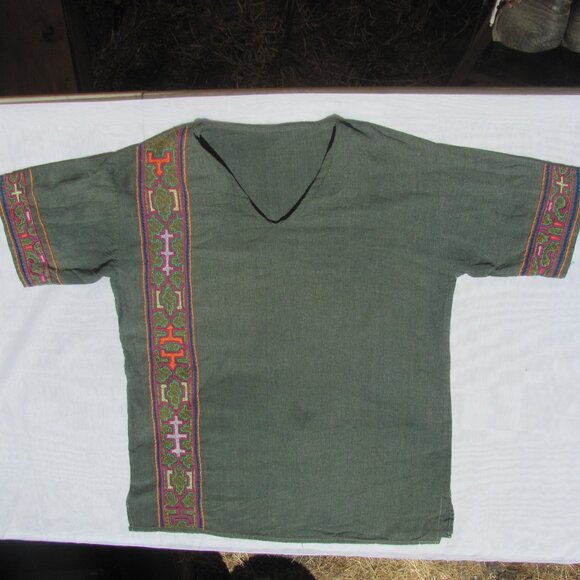 Peruvian Import Sun Embroidered Tunic Size Small Boho Hippie Festival Tribal Art - Picture 3 of 4